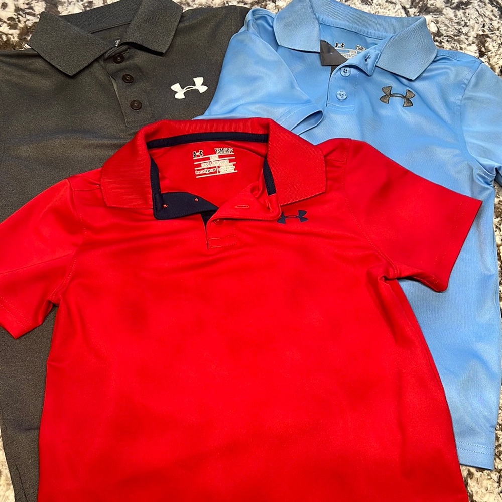 Under Armour Kids Polo Shirts - Red, Light Blue, Charcoal